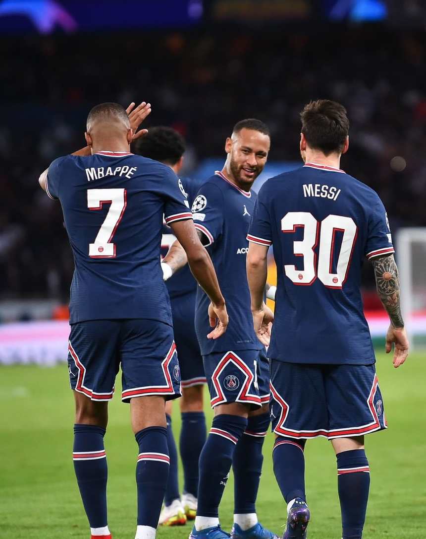 Neymar Messi y Mbappé