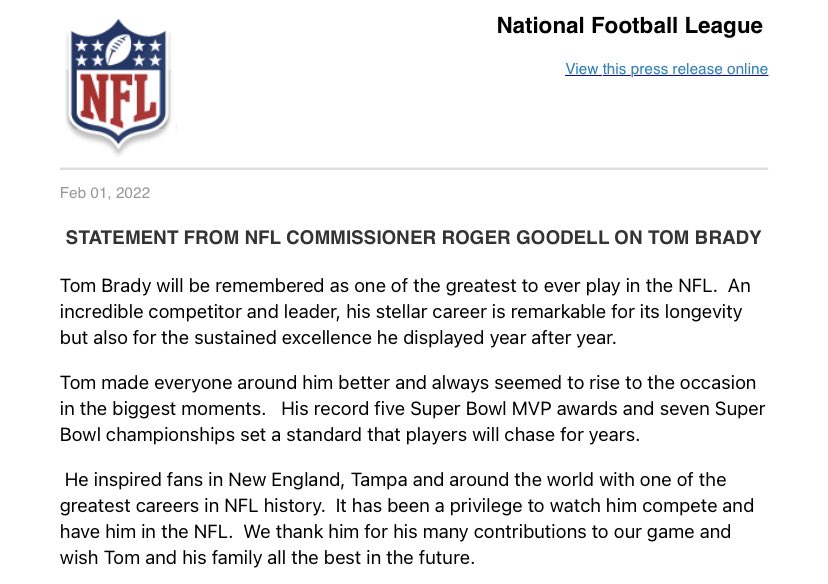 Goodell despide a Brady