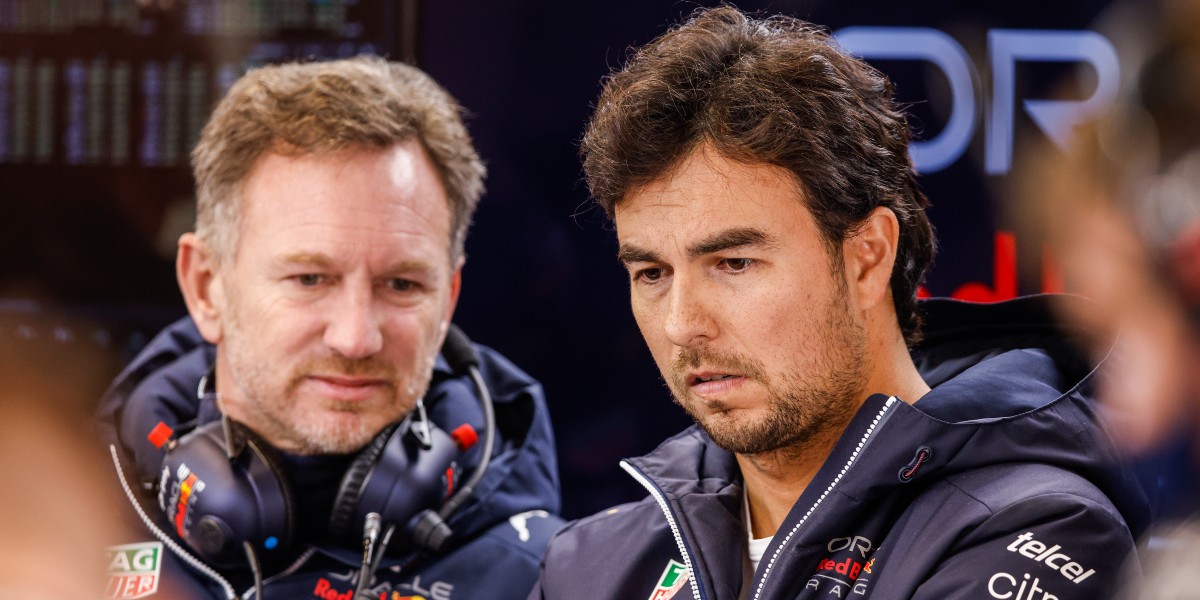 Christian Horner y Sergio Pérez, de Red Bull